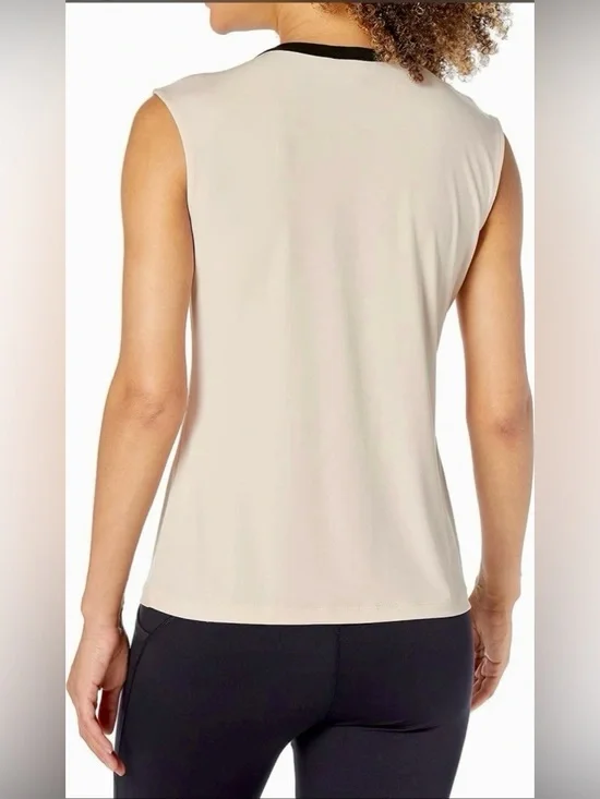 Calvin Klein Beige Camisole with Black Faux-Leather Center Trim - Picture 2 of 8